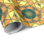 Cartoon Mandala Gelb- und Gelborange sowie Grün Geschenkpapier (Rolleneckpunkt)