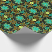 Cartoon Mandala Green Black und Yellow Geschenkpapier (Ecke)