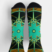 Cartoon Mandala Green Black und Yellow Socken (Oben)