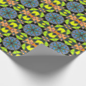 Cartoon Mandala Green Blue und Orange Geschenkpapier (Ecke)