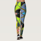 Cartoon Mandala Green Blue und Orange Leggings (Rückseite)