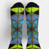 Cartoon Mandala Green Blue und Orange Socken (Oben)