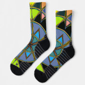 Cartoon Mandala Green Blue und Orange Socken (Links)