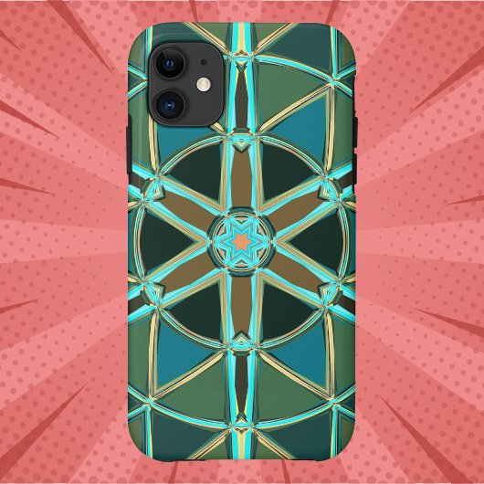 Cartoon Mandala Green Blue und Yellow Case-Mate iPhone Hülle