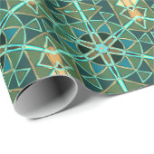 Cartoon Mandala Green Blue und Yellow Geschenkpapier (Rolleneckpunkt)