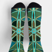 Cartoon Mandala Green Blue und Yellow Socken (Oben)