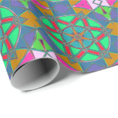 Cartoon Mandala Green Red und Blue Geschenkpapier (Rolleneckpunkt)