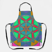 Cartoon Mandala Green Red und Blue Schürze (Vorderseite)
