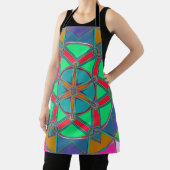 Cartoon Mandala Green Red und Blue Schürze (InSitu)