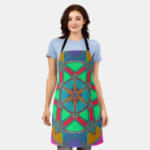 Cartoon Mandala Green Red und Blue Schürze (Getragen)