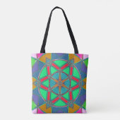 Cartoon Mandala Green Red und Blue Tasche (Rückseite)