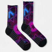 Cartoon Mandala Lila Rosa und Blau Socken (Rechts)