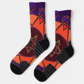 Cartoon Mandala Lila und Orange Socken (Links)