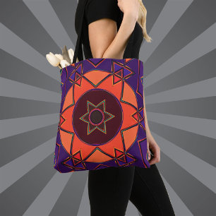 Cartoon Mandala Lila und Orange Tasche