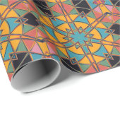 Cartoon Mandala Yellow Blue und Orange Geschenkpapier (Rolleneckpunkt)