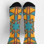 Cartoon Mandala Yellow Blue und Orange Socken (Oben)