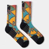 Cartoon Mandala Yellow Blue und Orange Socken (Rechts)