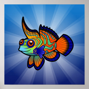 Cartoon Mandarin / Dragonet Fish Poster