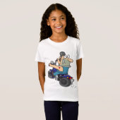 Cartoon Mann auf einem Motorrad Mädchen T - Shirt (Vorne ganz)