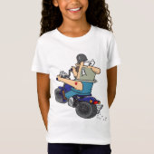 Cartoon Mann auf einem Motorrad Mädchen T - Shirt (Vorderseite)