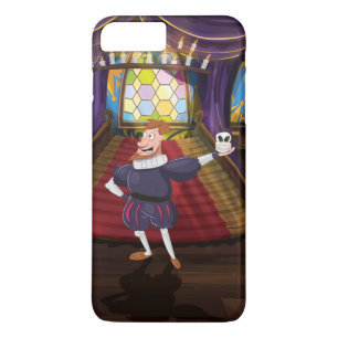 Cartoon-Mann, der ein Shakespeare-Stück rezitiert. iPhone 8 Plus/7 Plus Hülle
