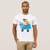 Cartoon Mann in Flugzeug Männer T - Shirt (Vorne ganz)