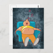 Cartoon Mann schlafen im Stuhl ZZZ Postkarte (Vorne/Hinten)