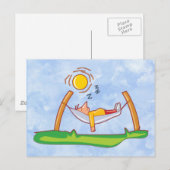 Cartoon Mann schlafend in Hängematte Postkarte (Vorne/Hinten)