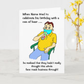 Cartoon Männliche Maske Bier kann Geburtstag Karte (Gelbe Blume)