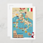 Cartoon Map Italiens Postkarte (Vorne/Hinten)
