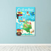 Cartoon Map Kolumbiens Leinwanddruck (Insitu (Holzboden))