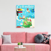Cartoon Map Kolumbiens Leinwanddruck (Insitu (Wohnzimmer))
