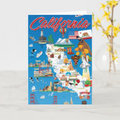 Cartoon Map of California Karte (Gelbe Blume)