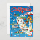 Cartoon Map of California Postkarte (Vorne/Hinten)