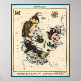 Cartoon Map of Denmark (1868) Poster