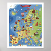 Cartoon Map of Europe Poster (Vorne)