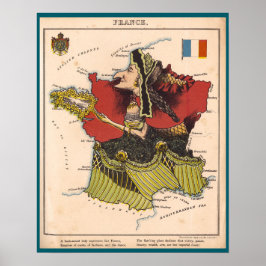 Cartoon Map of France (1868) Poster