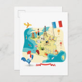 Cartoon Map of France Postkarte (Vorne/Hinten)