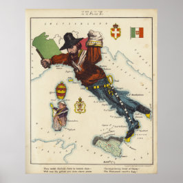 Cartoon Map of Italy (1868) Poster