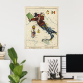 Cartoon Map of Italy (1868) Poster (Heimbüro)