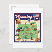 Cartoon Map of Wyoming Postkarte (Vorne/Hinten)