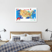 Cartoon Map USA Leinwanddruck (Insitu (Schlafzimmer))