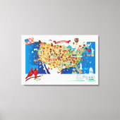 Cartoon Map USA Leinwanddruck (Vorderseite)