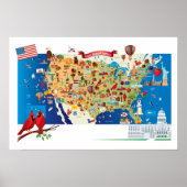 Cartoon Map USA Poster (Vorne)