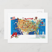 Cartoon Map USA Postkarte (Vorne/Hinten)