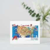 Cartoon Map USA Postkarte (Stehend Vorderseite)