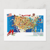 Cartoon Map USA Postkarte (Vorderseite)
