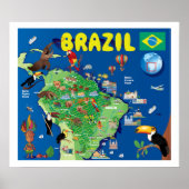 Cartoon Map von Brasilien Poster (Vorne)