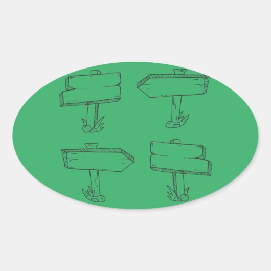 Cartoon-Markenschild Ovaler Aufkleber (Vorderseite)