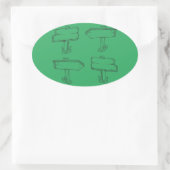 Cartoon-Markenschild Ovaler Aufkleber (Tasche)